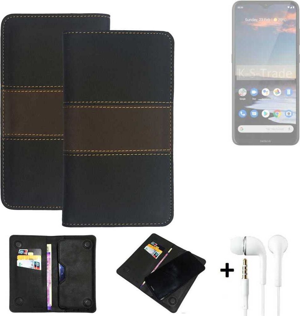 K-S-Trade Handyhülle + Kopfhörer kompatibel mit Nokia 5.3 Schutzhülle Walletcase Bookstyle Tasche Schutz Case Hülle Wallet Cover Kunstleder