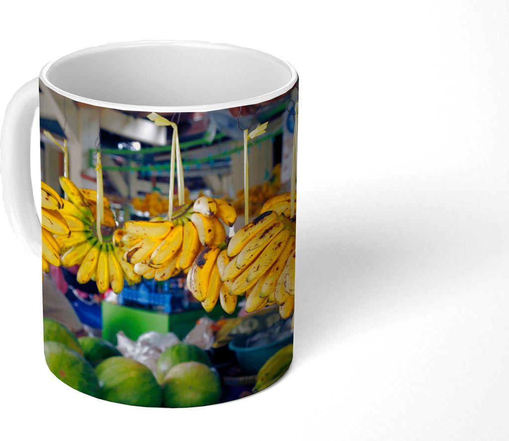 MuchoWow Tasse Kaffeetasse Kaffeebecher 350 ml Banane - Markt - Java Teetasse - Fototasse - Becher - Keramikbecher - Teebecher - Kaffeetasse - B...
