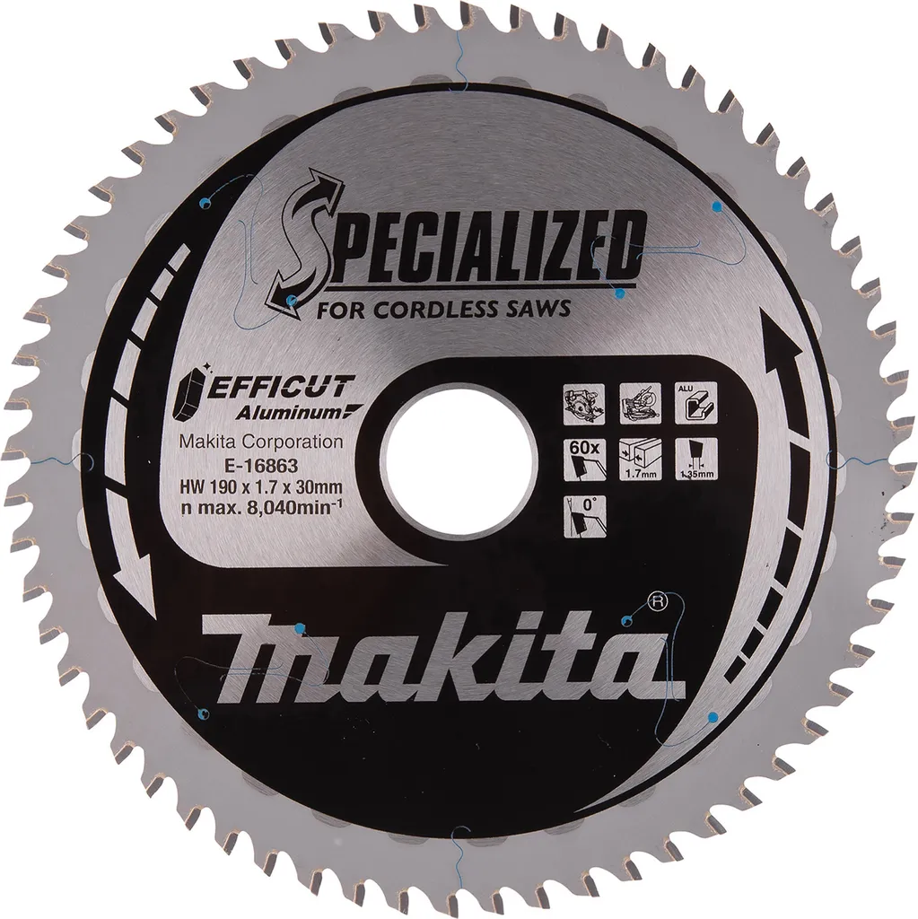 Lame de scie Makita EFFICUT 190x1,7x30 Z60 Aluminium E-16863 - Précision