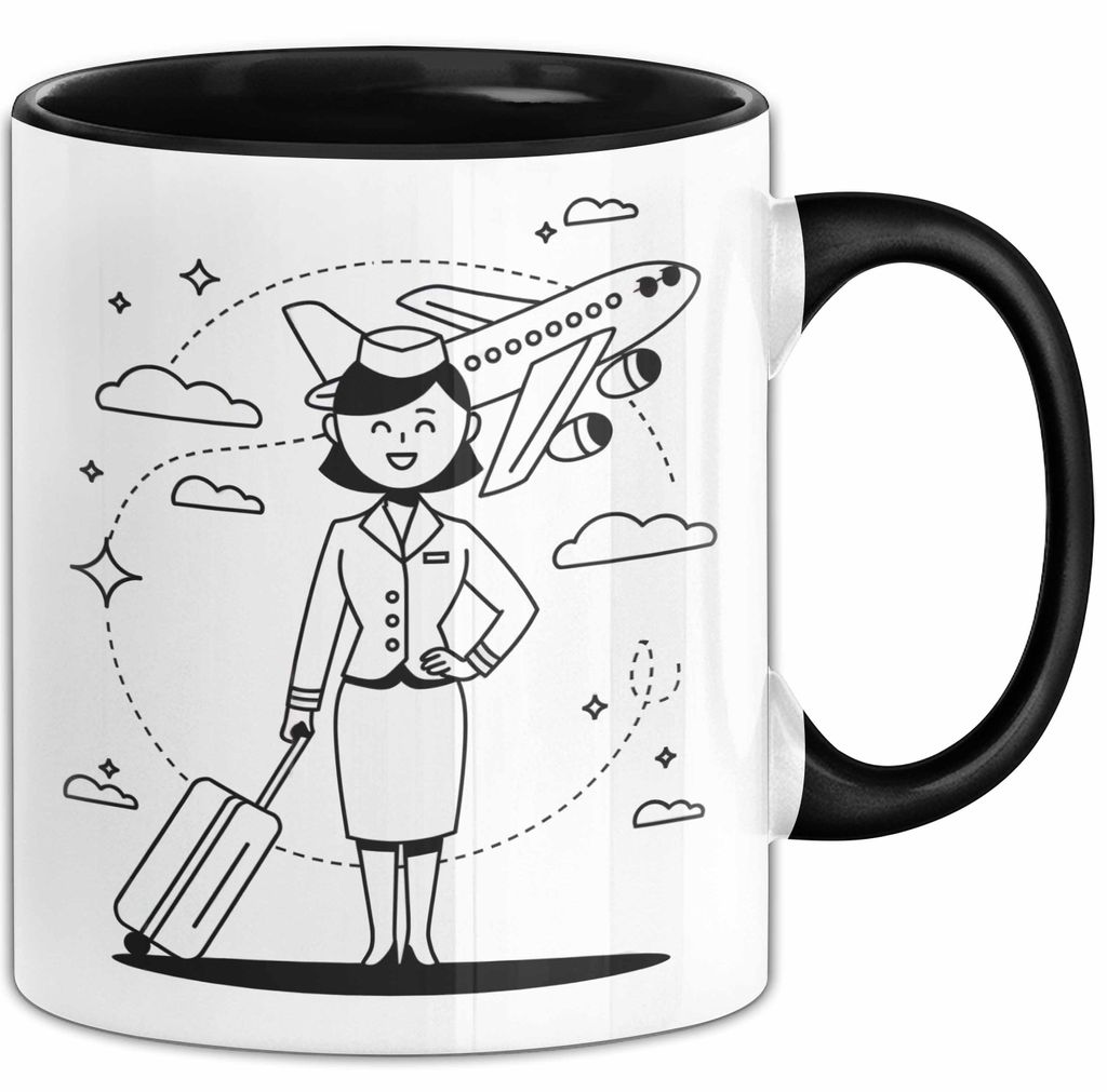 Flugbegleiter Tasse Geschenk Lustige Geschenkidee Spruch Für Reise Crew (Schwarz)