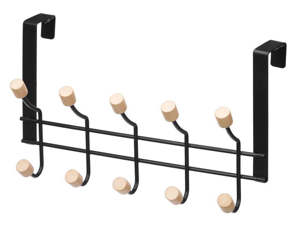 TÜRGARDEROBE mit 10 Haken zum Einhängen Schwarz Kleiderhaken Türhakenleiste Türhaken Garderobenleiste Hakenleiste Tür Haken 70