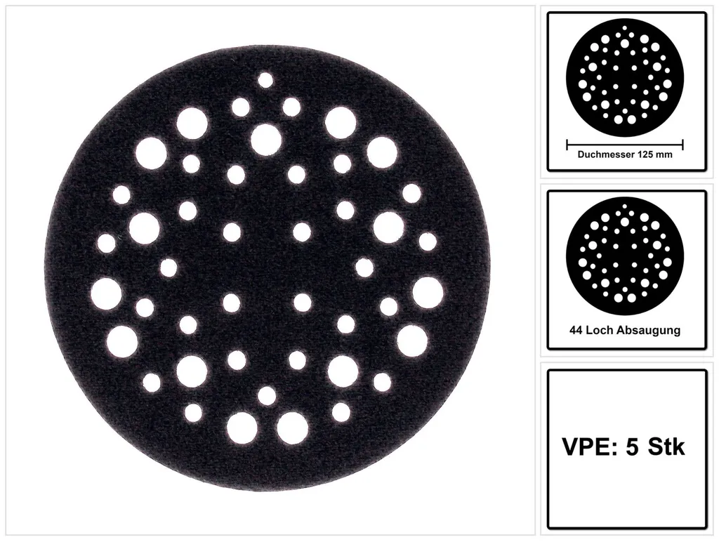 Protège-plateau Auto-agrippant 125 mm 44 Trous pour Ponceuse Mirka - 5x