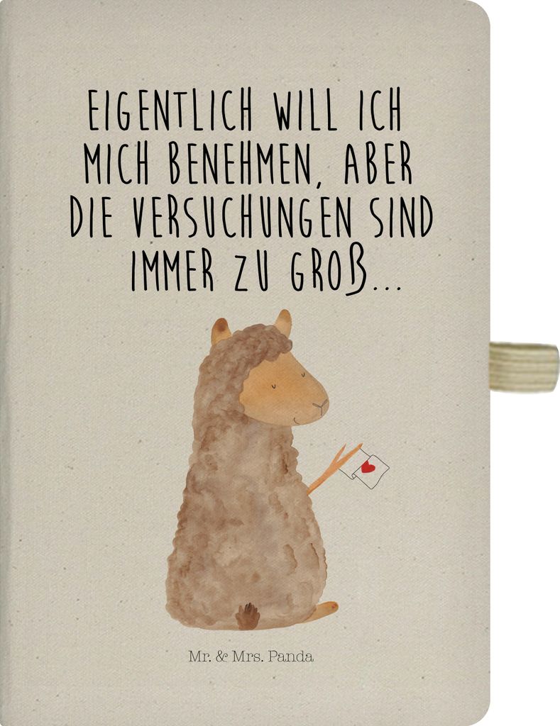 Mr. & Mrs. Panda Tagebuch Alpaka Fahne - Transparent - Geschenk, Lamas, Journal, notizbuch, Alpakas, Lama, A5 Heft, kariertes, Kladde, Liebe