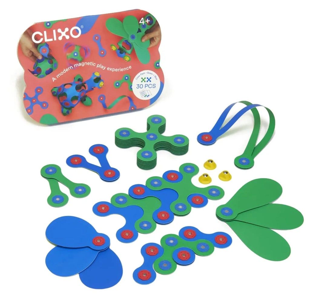 Magnetische bouwdoos Clixo, Itsy Pack, blauw-groen, 30 Productafbeelding 