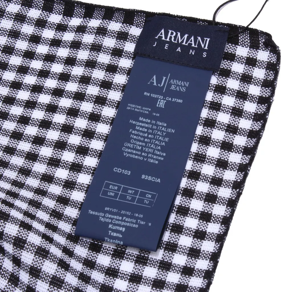 Écharpe Armani Jeans noire et blanche en taille unique douce - 4