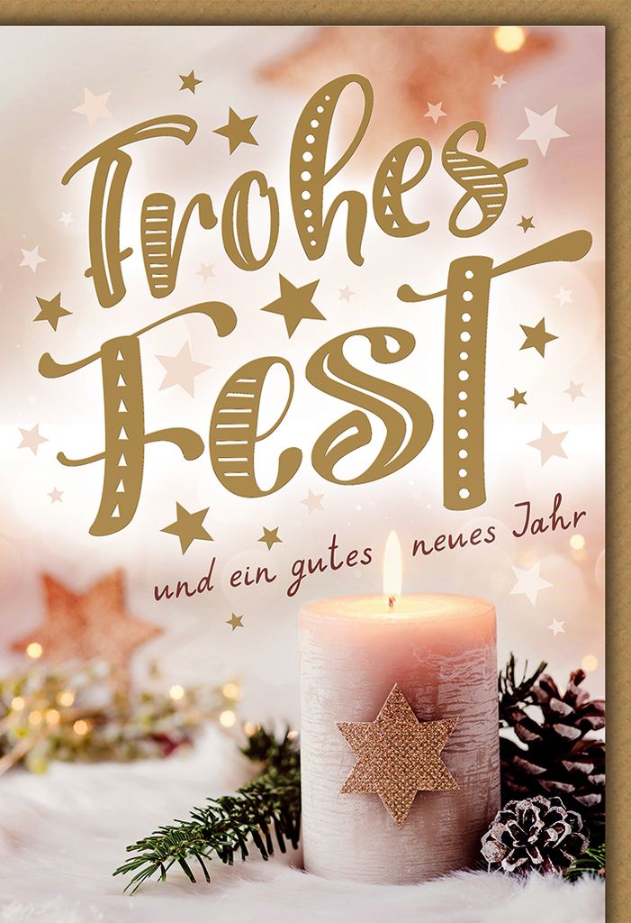 Weihnachten Kerze mit großem Stern frohes Fest Glückwunschkarte mit Umschlag