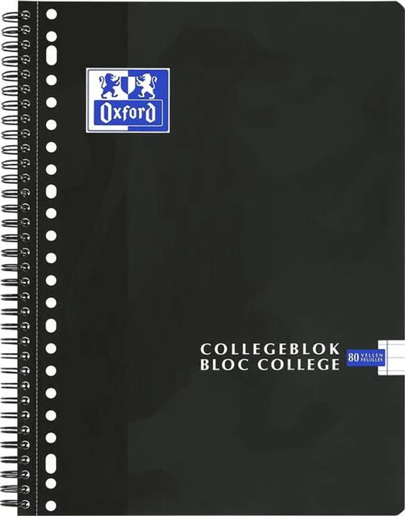 Fournitures Scolaires A4+ Oxford Lot de 5 Blocs 160 Pages 23 Trous Ligné Noir