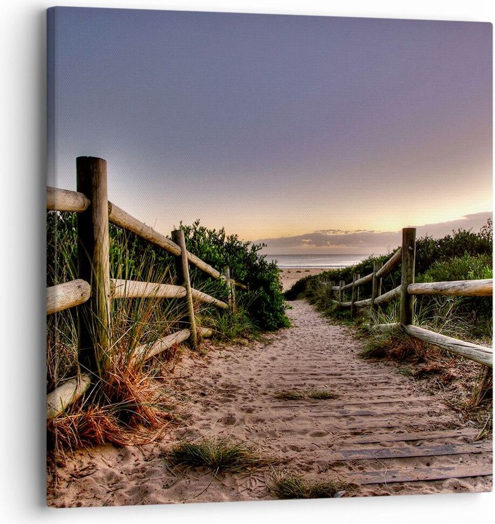Bild auf Leinwand - Leinwandbild - Pfad Landschaft Himmel - 30x30cm - Wand Bild - Wanddeko - Leinwanddruck - Bilder - Kunstdruck - Wanddekoration -...
