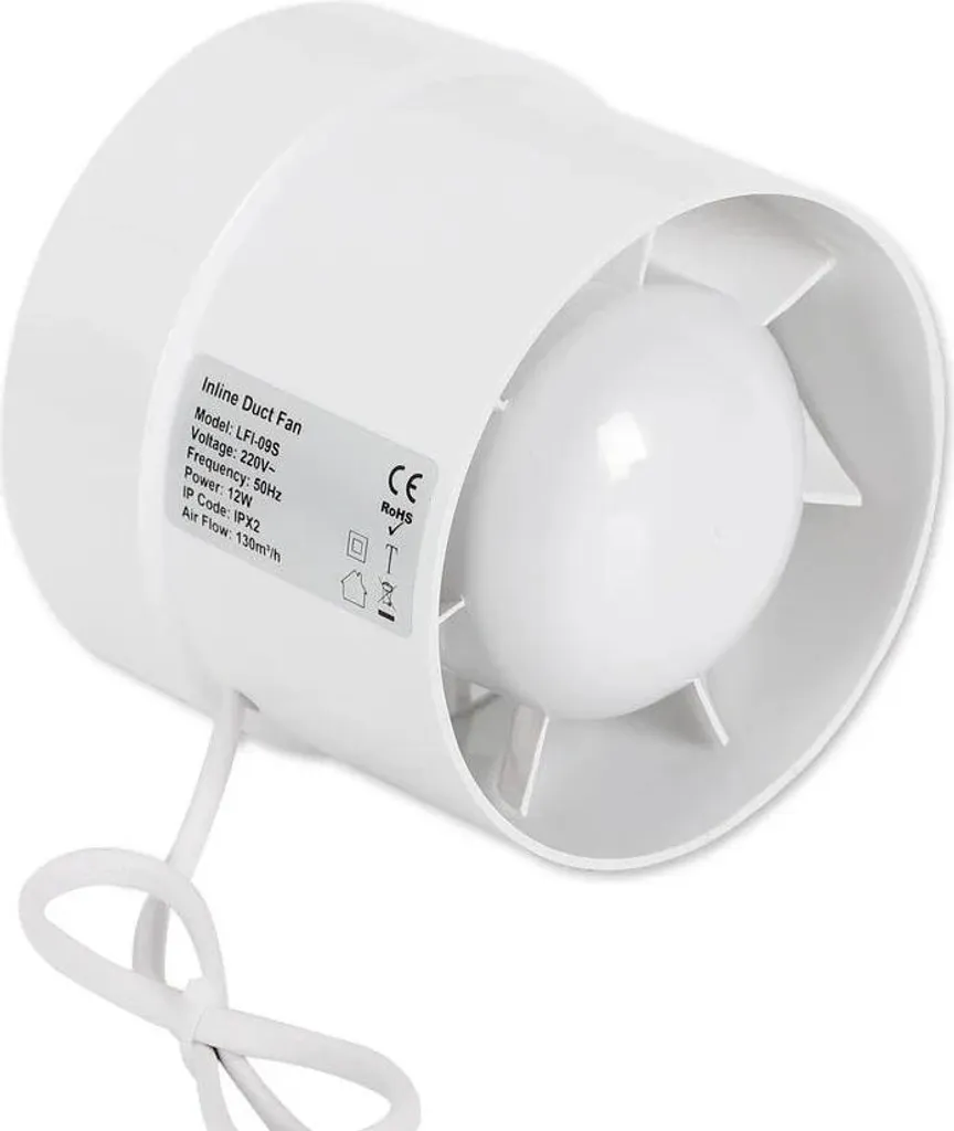 Ventilateur tubulaire 10cm silencieux 34dB haute vitesse 2400 tr/min 12W