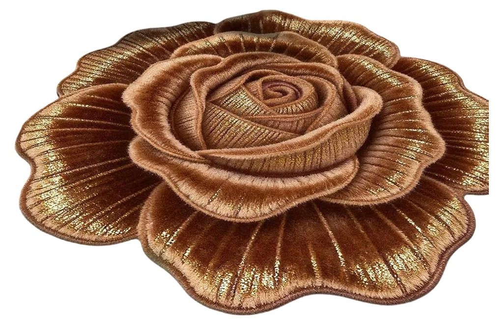 Große, rutschfeste, flauschige Fußmatte mit Blumenmuster und 3D-Effekt, pflegeleicht, für Wohnzimmer, Bad und Küche.