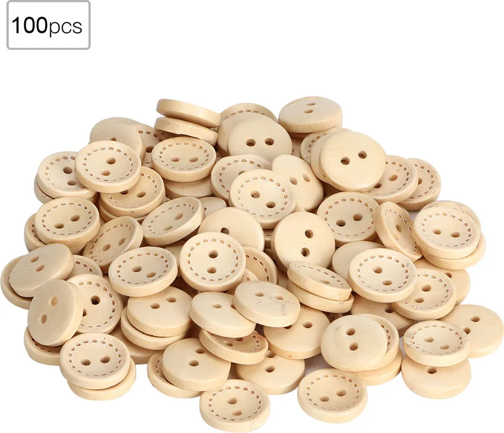 100 bottoni in legno, rotondi, colorati, accessori per il fai-da-te, bottoni a 2 fori, 1,5 cm, per cucito e artigianato