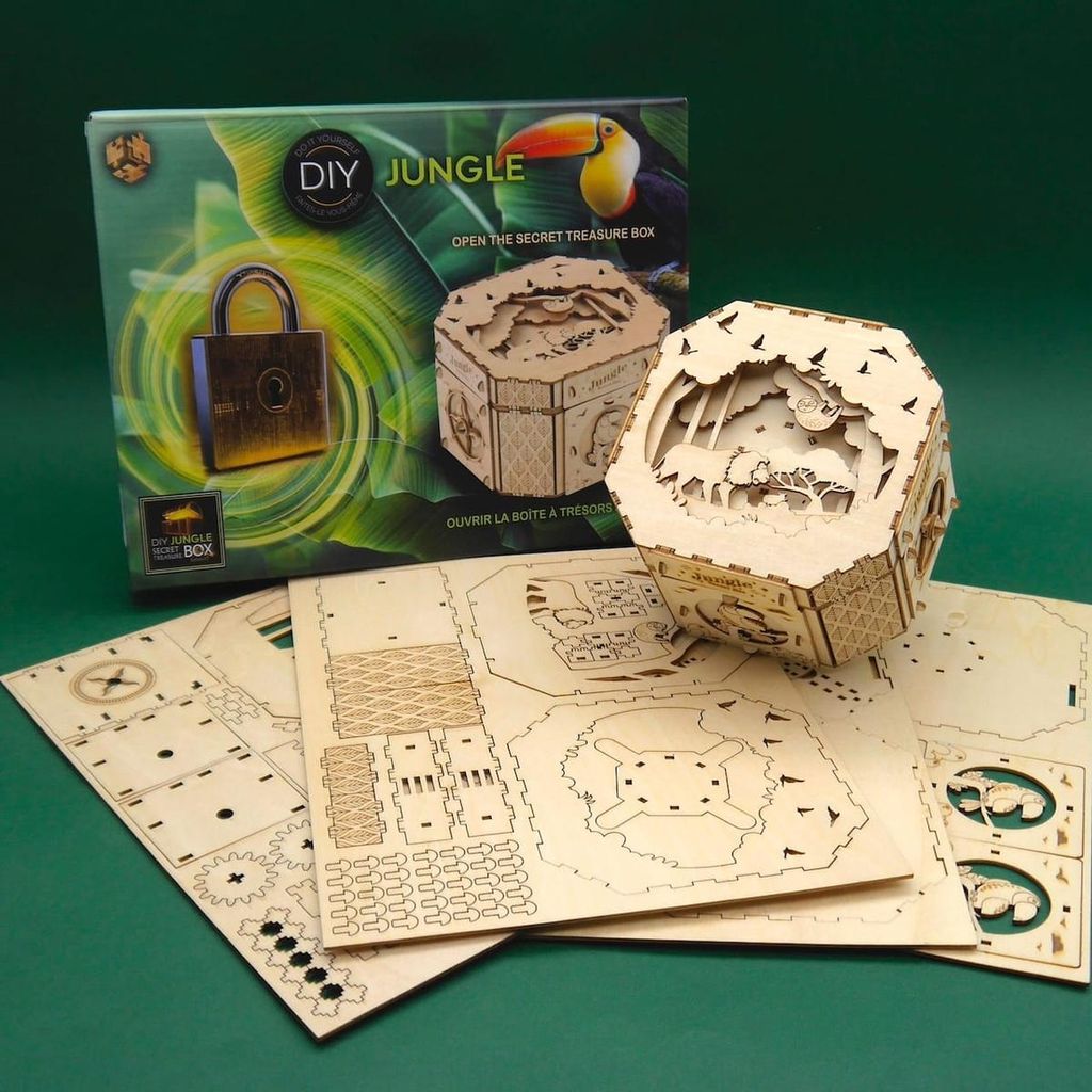 Łamigłówka drewniana Treasure Box Jungle Secret poziom trudności 3/4