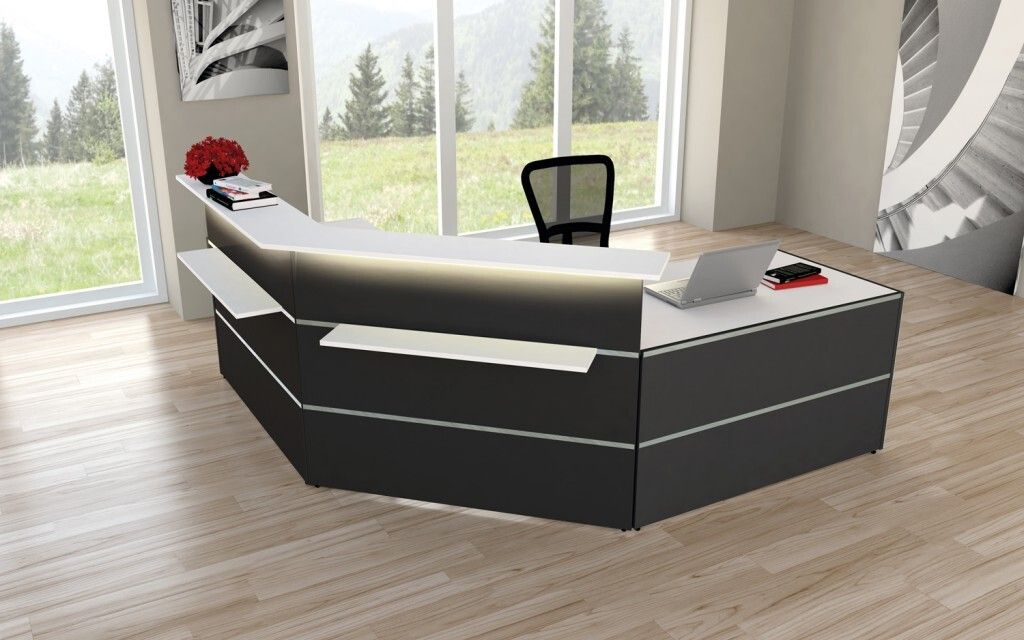 Kerkmann Design-Theke Theke Atlantis 2 Anthrazit 1-seitig schräg rechts (B)2500x(T)2500x(H)1080mm ohne Seitenblenden-ohne LED-Leuchtleiste-ohne Ta...