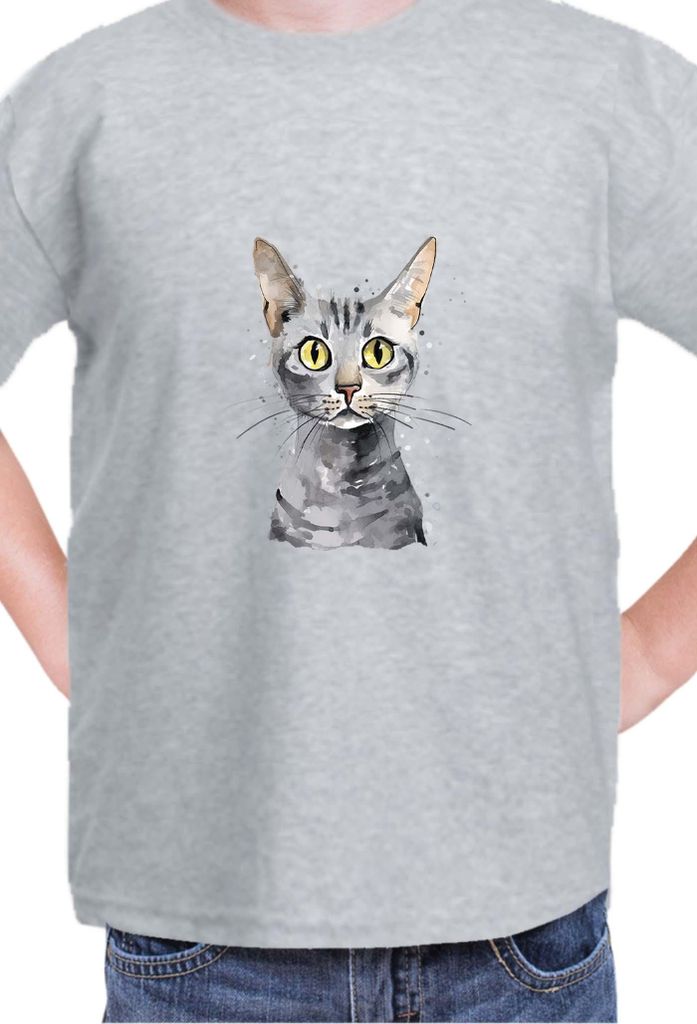 Kinder T-Shirt Funny Cats Breeds Egyptian Mau Cat 021, 5-6 Jahr - 116 / Grau