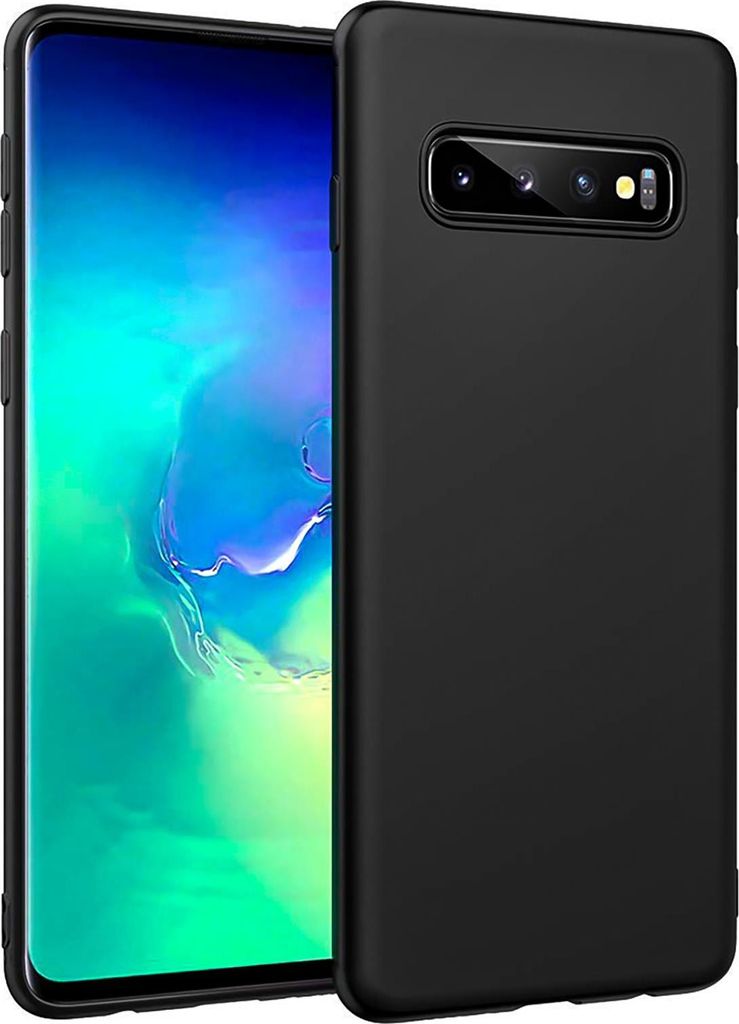 Silikon Hülle für Samsung Galaxy S10 Schutzhülle Matt Schwarz Backcover Handy Case