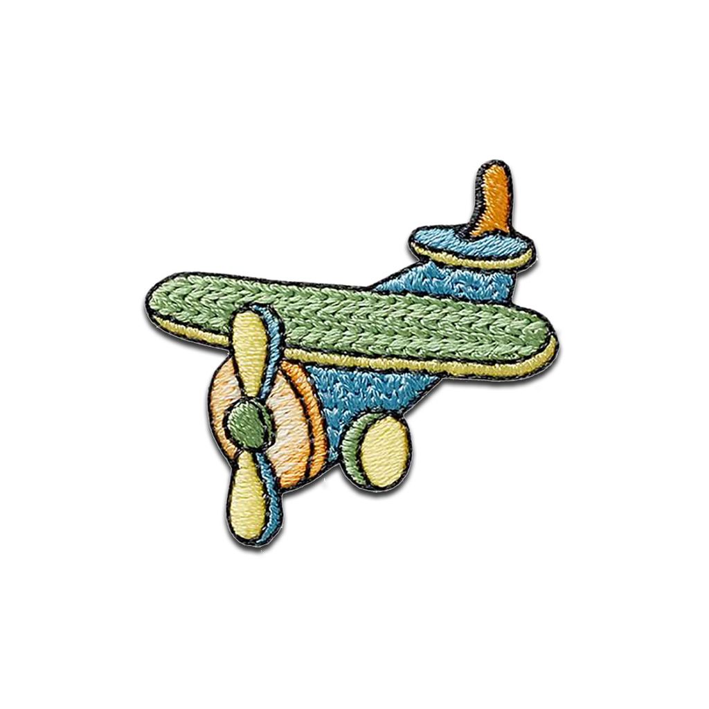 Mono-Quick Flugzeug Spielzeug - Aufnäher, Bügelbild, Aufbügler, Applikationen, Patches, Flicken, zum aufbügeln, Größe: 2,7 x 3,7 cm