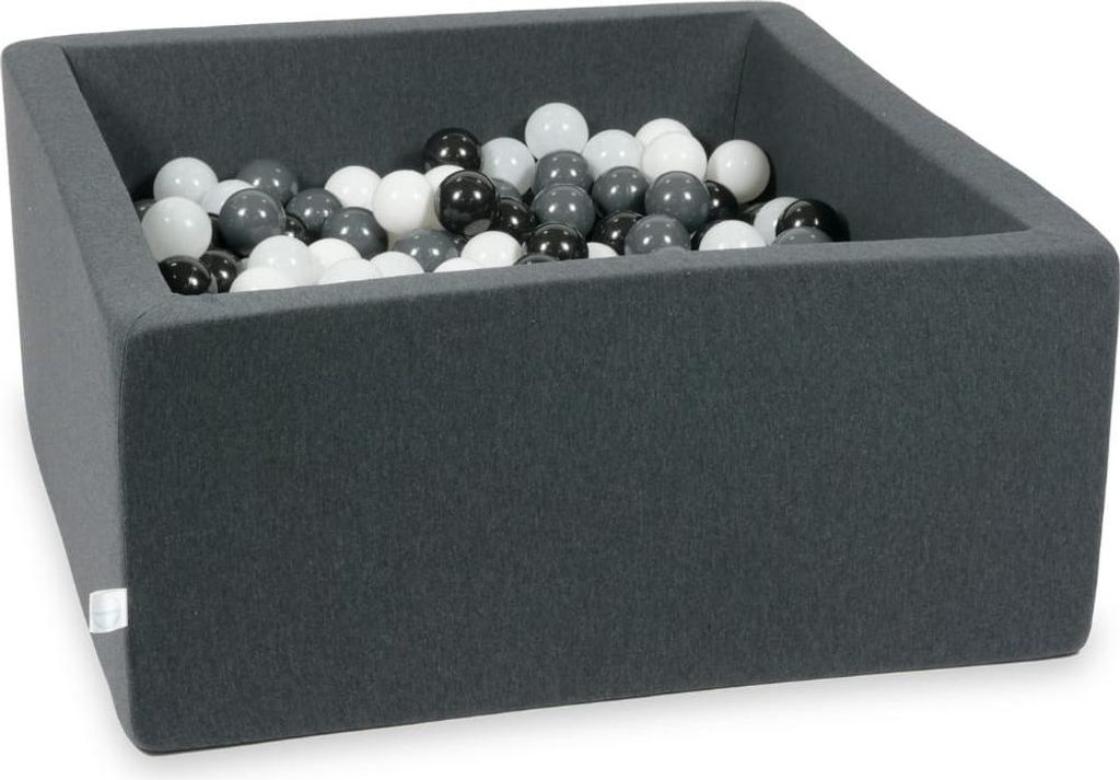 Dry Graphite Pool 90x90x40 mit 400 Bällen: weiß, Graphit, schwarz, weißer Pullover