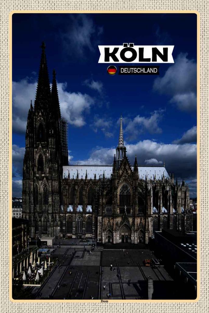 vianmo Holzschild 30x20 cm Köln Dom Blick auf Domplatz Bildmotiv Reisemotiv Abenteuer Reisen