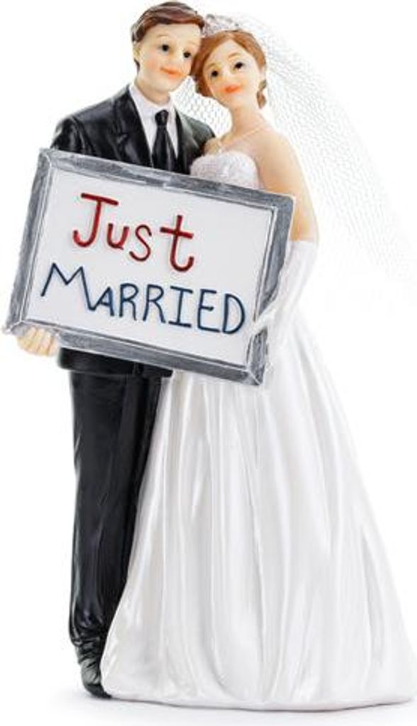 Tortenfigur Hochzeit 14,5cm Brautpaar Just Married Weiß / Produktbild 