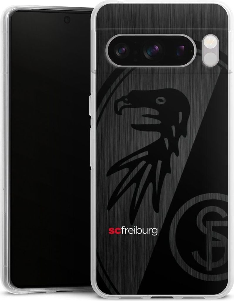 DeinDesign Handyhülle für Google Pixel 8 Pro Silikon Hülle Case Smartphone Schutzhülle Metallic Look Offizielles Lizenzprodukt SC Freiburg