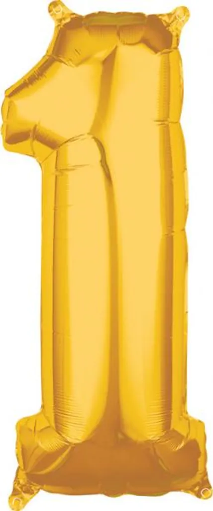 Ballon chiffre 1 or en aluminium géant de 86 cm pour anniversaire