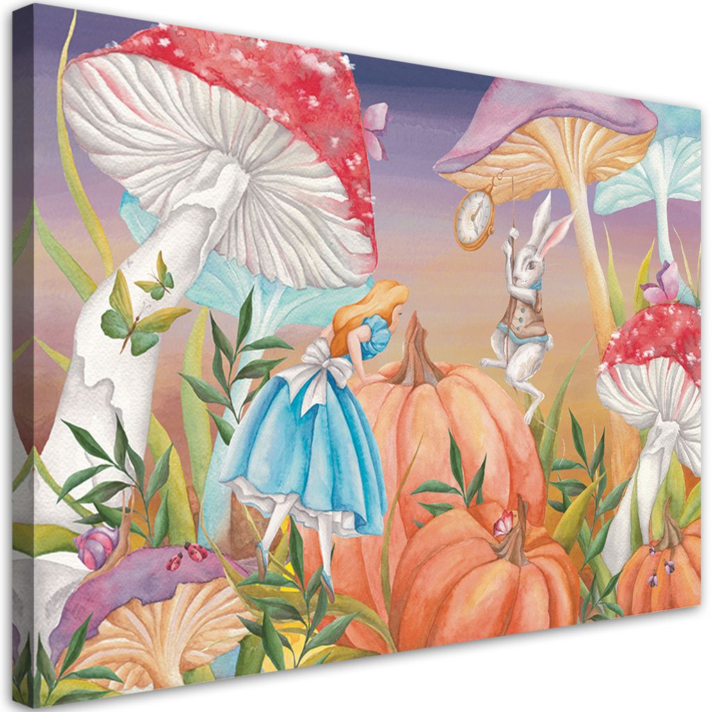 Leinwandbild Alice im Wunderland 100x70 Feeby Rot bild für die wand bereit zum aufhängen