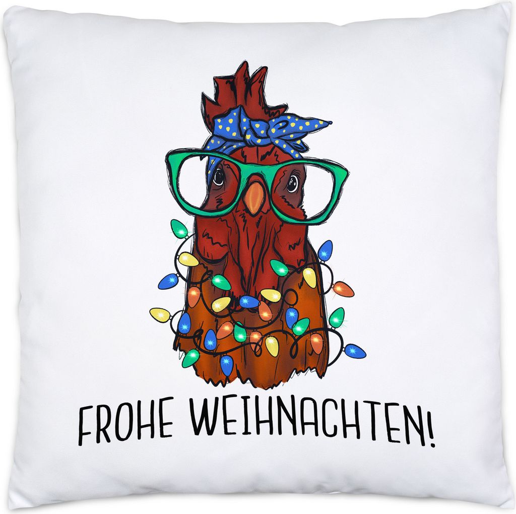Frohe Weihnachten Kissen Truthahn Weihnachtsdekoration Lichterketten Merry Christmas Weihnachtsessen