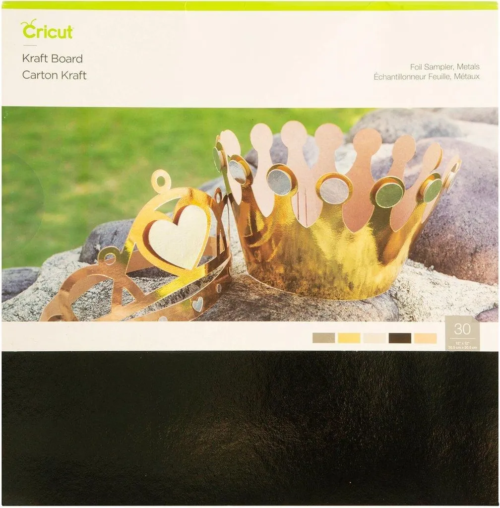 Cricut Kraft Papier Métal : 5 Feuilles Brillantes 30x30 cm Assorties