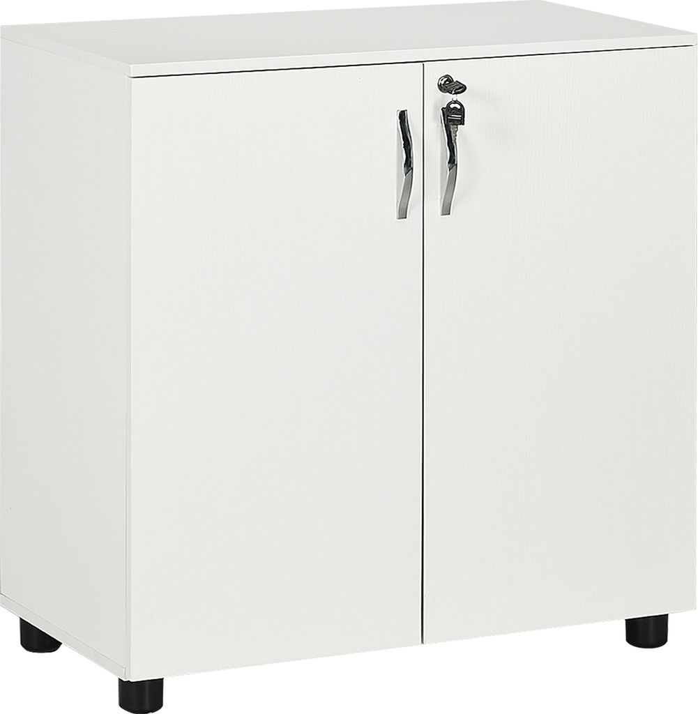 Vinsetto Mehrzweck-Büroschrank mit Schloss, Dokumentenschrank mit 2 Türen und internem Holzregal, weiß, 80x40x80cm