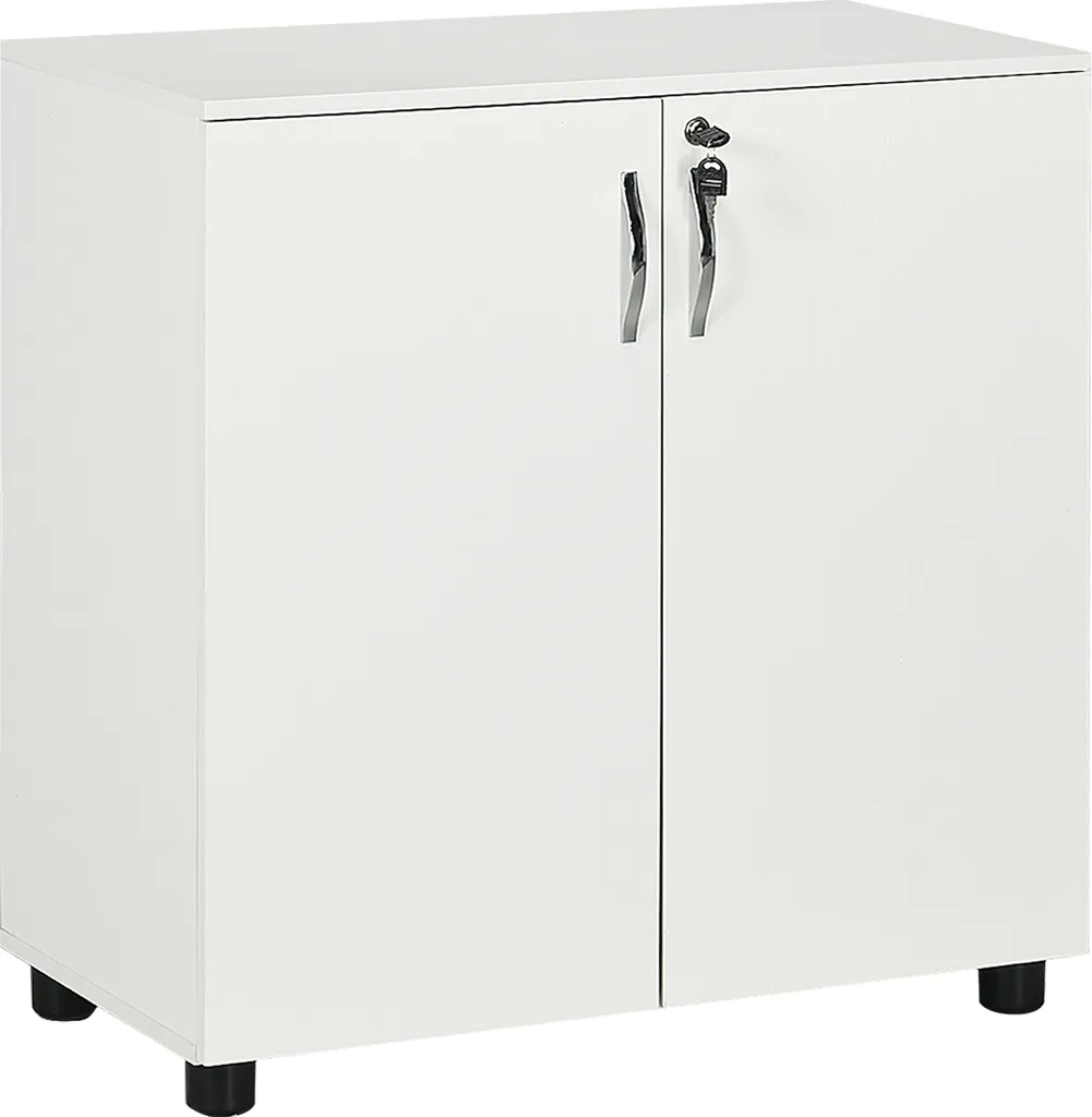Armoire de bureau Vinsetto avec serrure et étagère, blanche, 80x40x80 cm