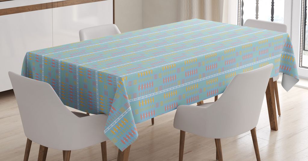 ABAKUHAUS Abstrakt Tischdecke, Bunte Ureinwohner Ornament, Schmutzabweisent mit Modernster Druck Technologie Waschbar Klare Farben, 140 x 240 cm, M...