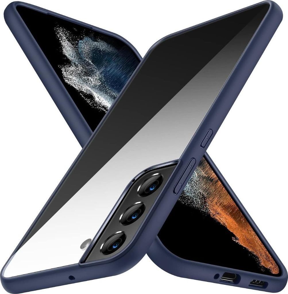 Hülle für Samsung Galaxy S22+ Hülle transparente Rückseite blauer Rahmen