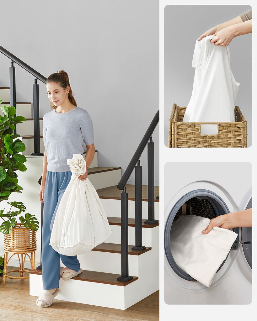 Koš na prádlo na kolečkách 3 přihrádky 66 cm Obrázek produktu 5