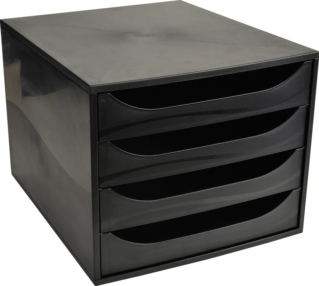 Organiseur de Bureau 4 Tiroirs Ecobox Ecoblack Noir par Exacompta A4+