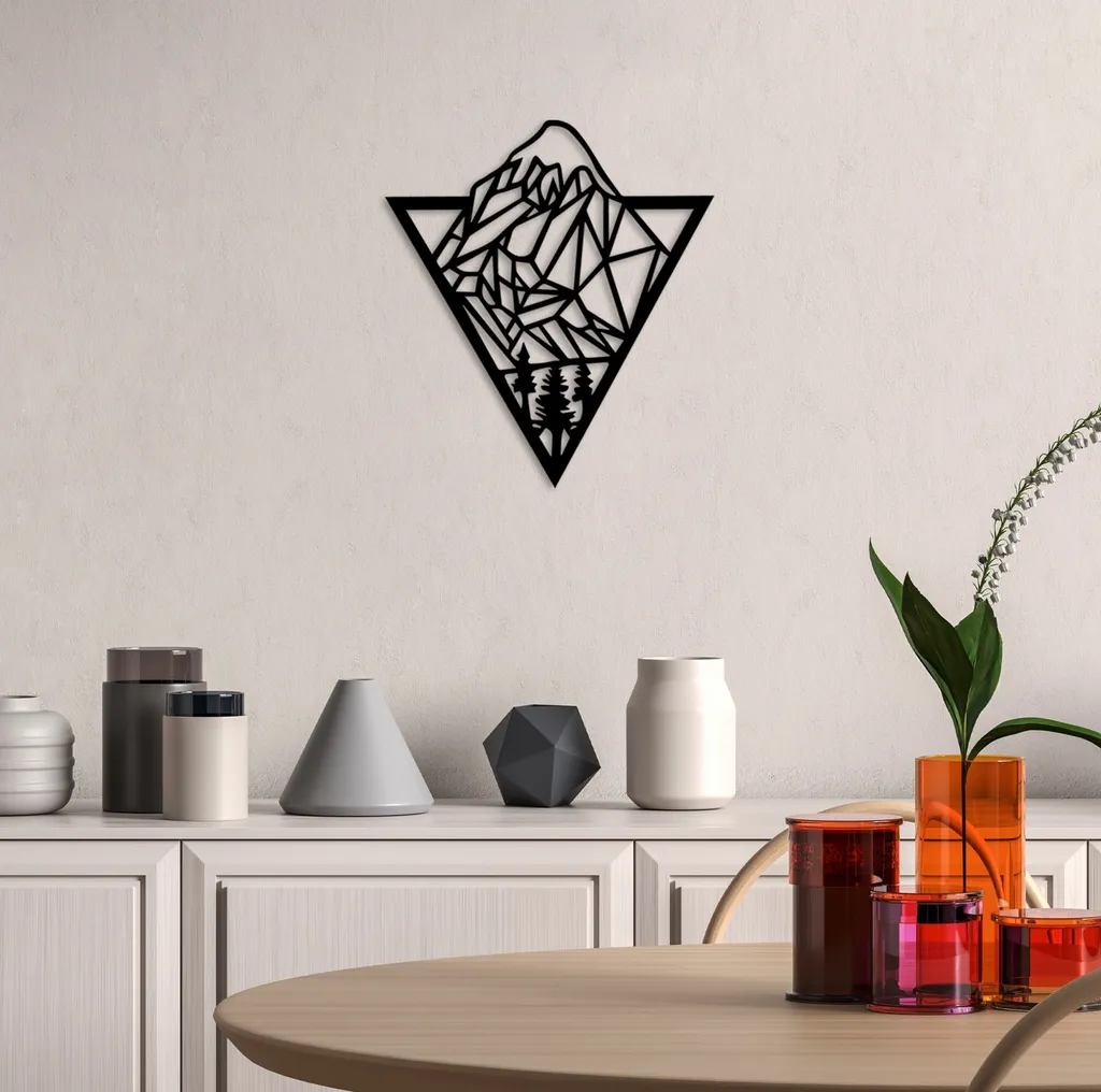 Habillage Mur Vide : Décoration Métal Noir Wallity Mountain 16 51x57 cm