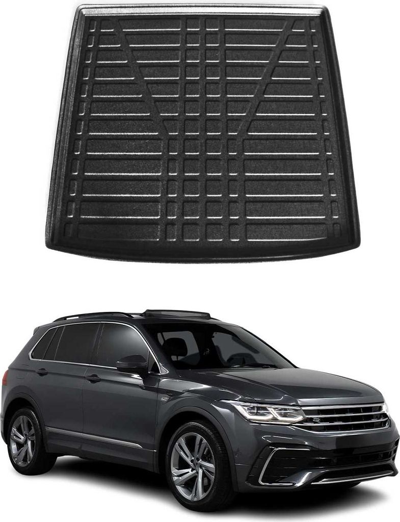 Kofferraumwanne Laderaumwanne für VW Tiguan Allspace 2016-2024 Gummi TPE Schwarz