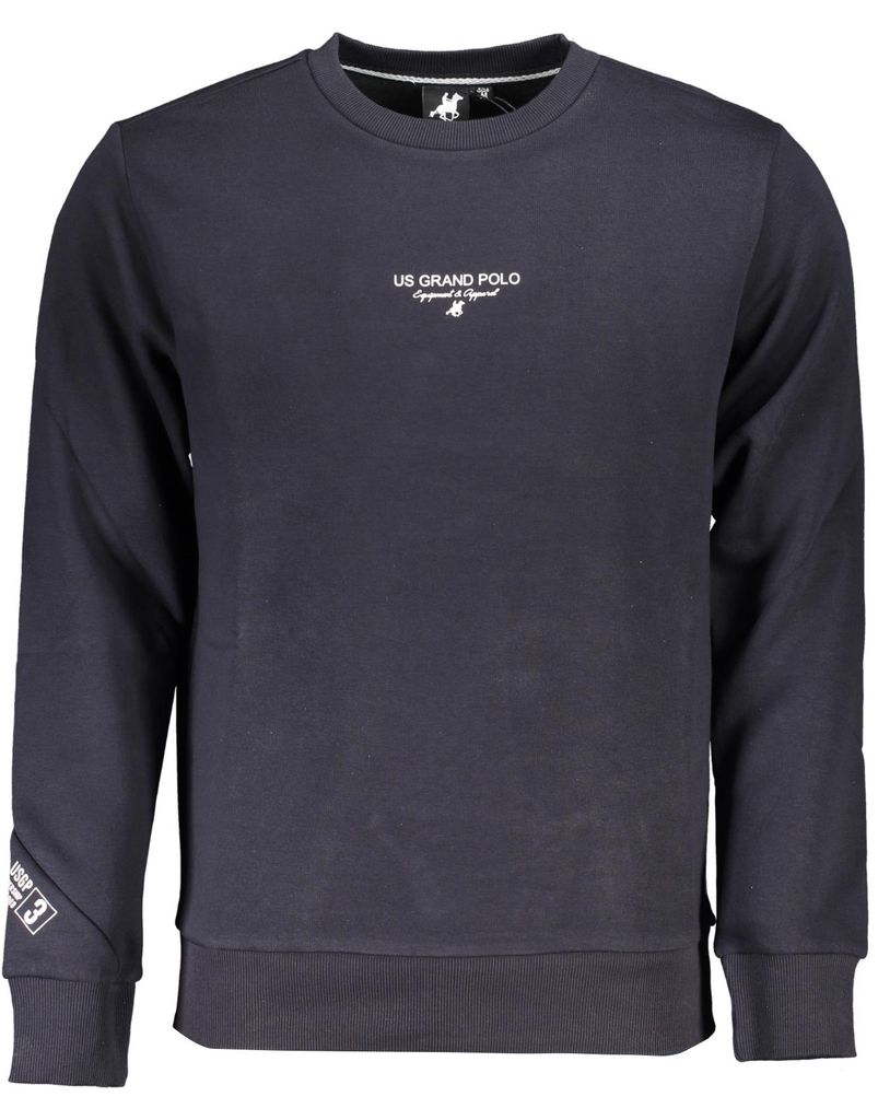 Herren-Sweatshirt Blau: Langarm, Gefüttert, Rundhals & Logo-Druck