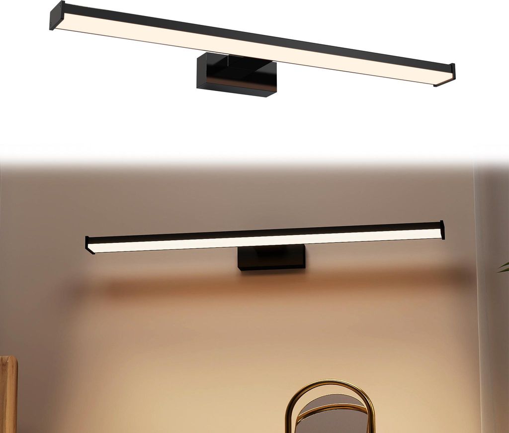 UISEBRT LED Spiegelleuchte Bad 53cm 15W Warmweiß 1050LM, modernes Design, IP44, Spiegellampe Badlampe Schminktisch Wandleuchte Schrankleuchte