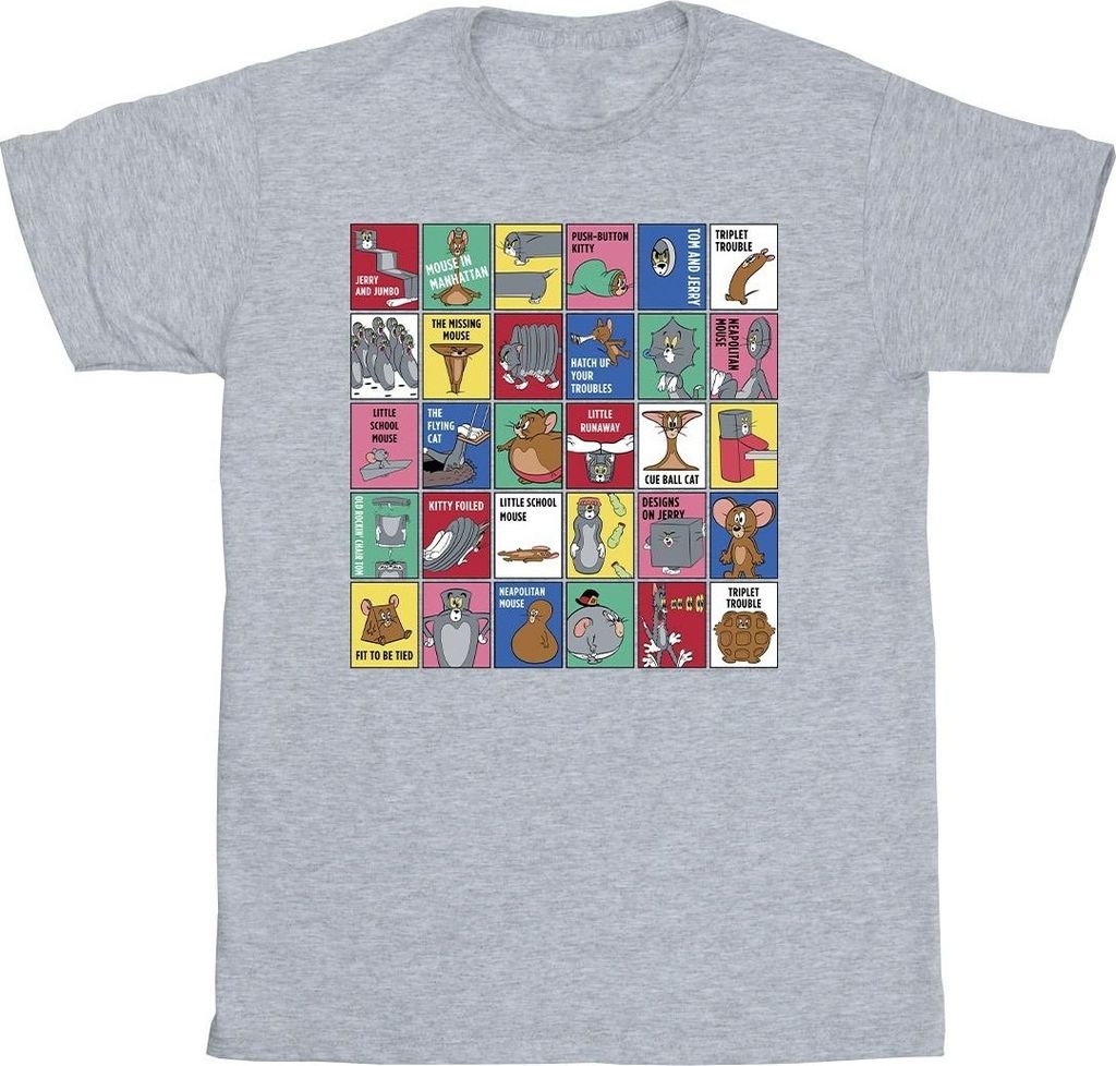 Tom And Jerry - "Grid Squares" T-Shirt für Herren BI52126 (S) (Grau)