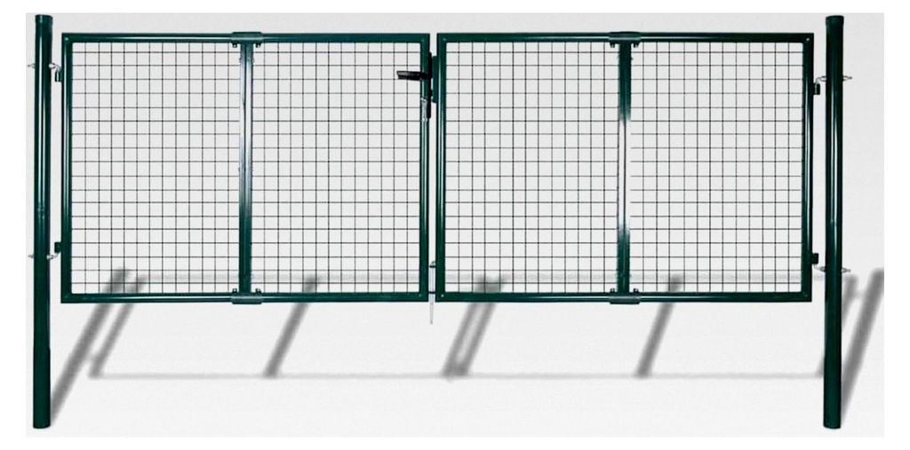 Zauntor Stahl 300x125 cm Grün, Sicherheits-Hoftor für Einfahrten und Industriegelände