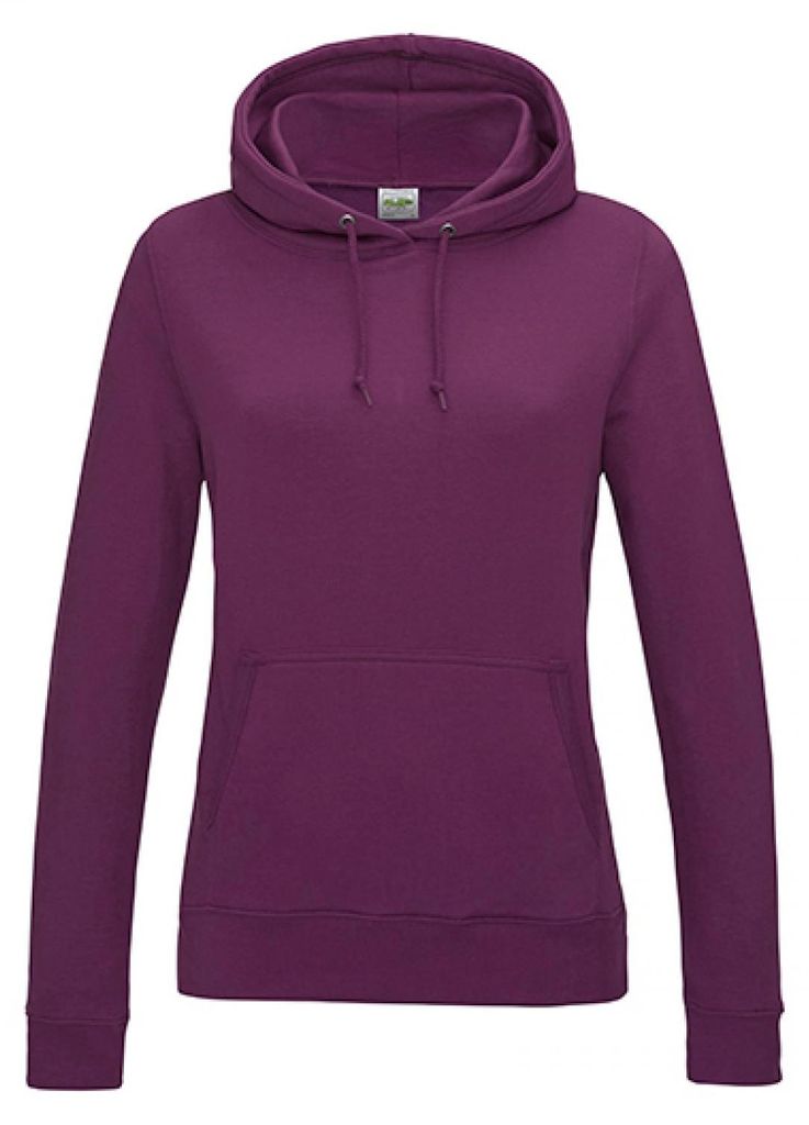 Just Hoods JH001F | Girlie College Hoodie / Kapuzenpullover / WRAP - Farbe: Plum - Größe: XL