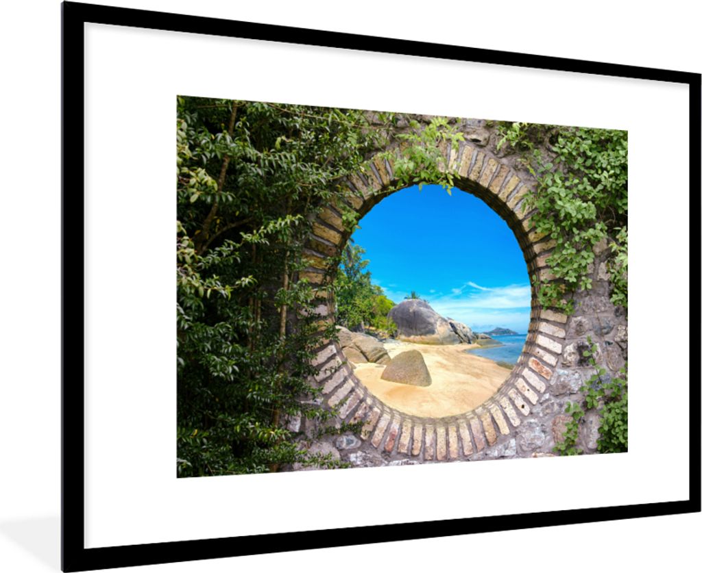 MuchoWow Gerahmtes Poster Sommer - Strand - Aussicht - Tropisch 90x60 cm - Poster mit Schwarzem Bilderrahmen Wandposter Rahmen Foto Bilder - Wand...