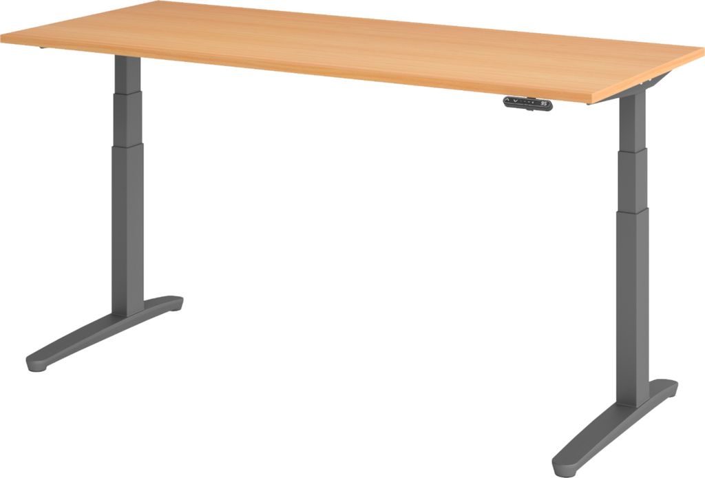 bümö Schreibtisch elektrisch XBHM - Nachbildung: Buche, Gestell: Graphit, Größe: 180 x 80 cm