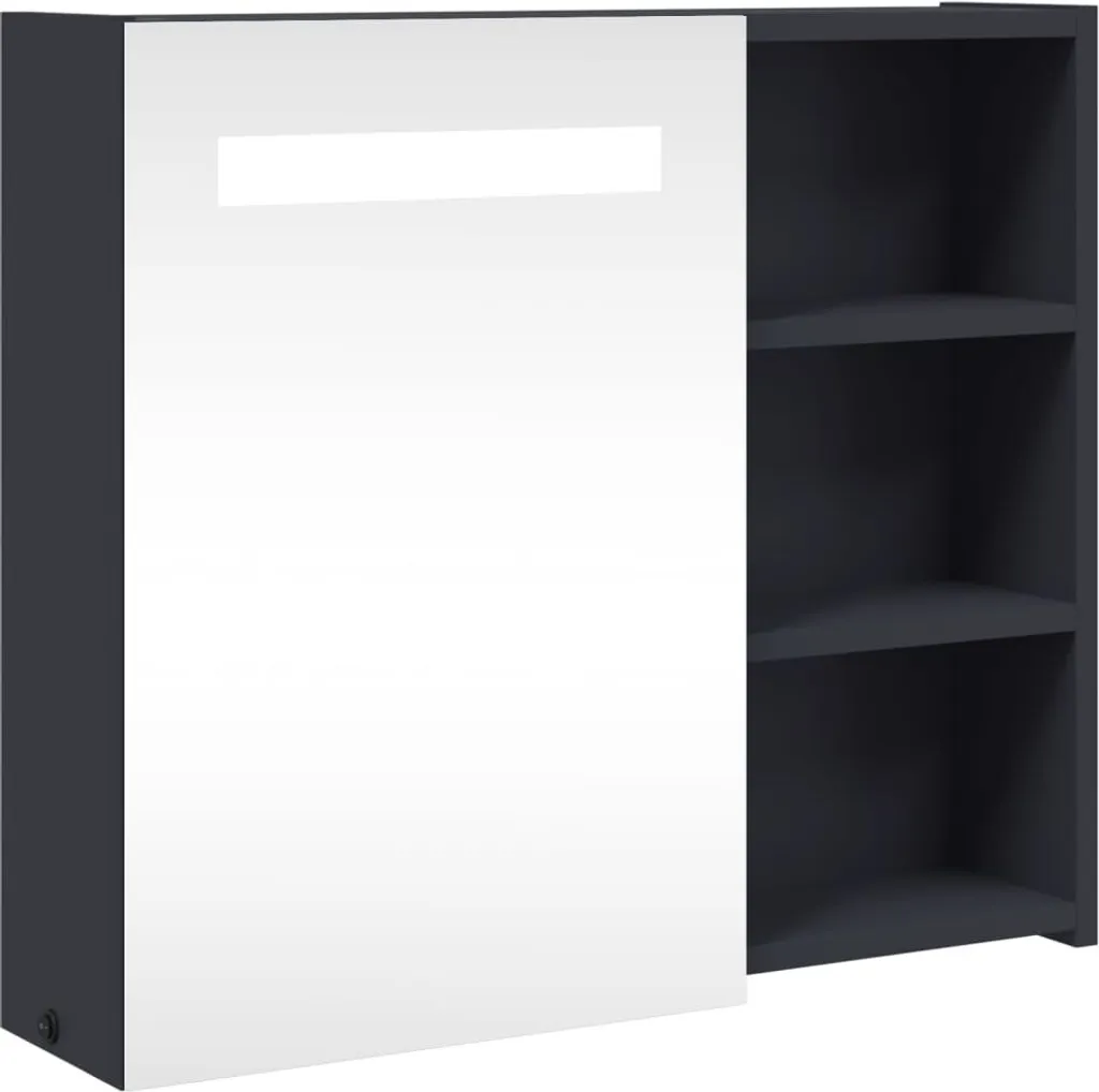 vidaXL Specchio Bagno LED Grigio 60x13x52 cm | Armadietto Salvaspazio
