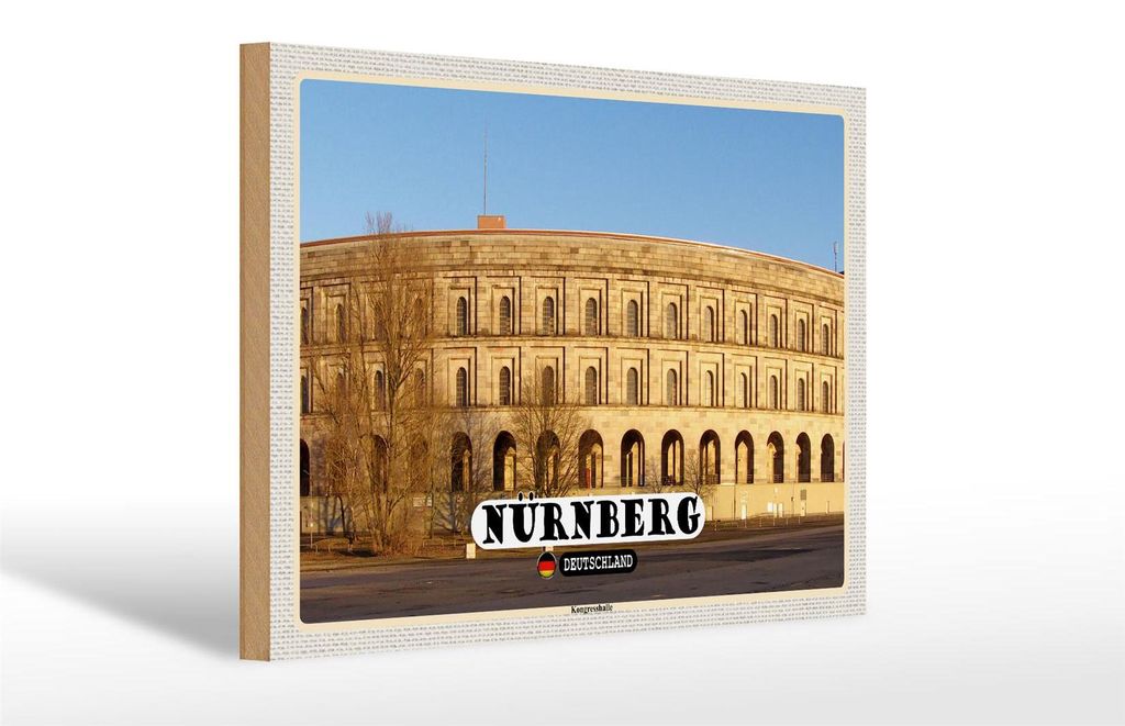 Holzschild Städte Nürnberg Kongresshalle Baustill 30x20cm