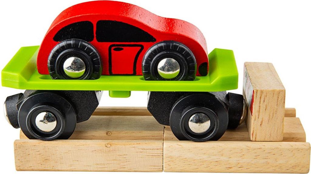 Bigjigs Rail Wagon s vagónom + 2 koľajnice Obrázok produktu 