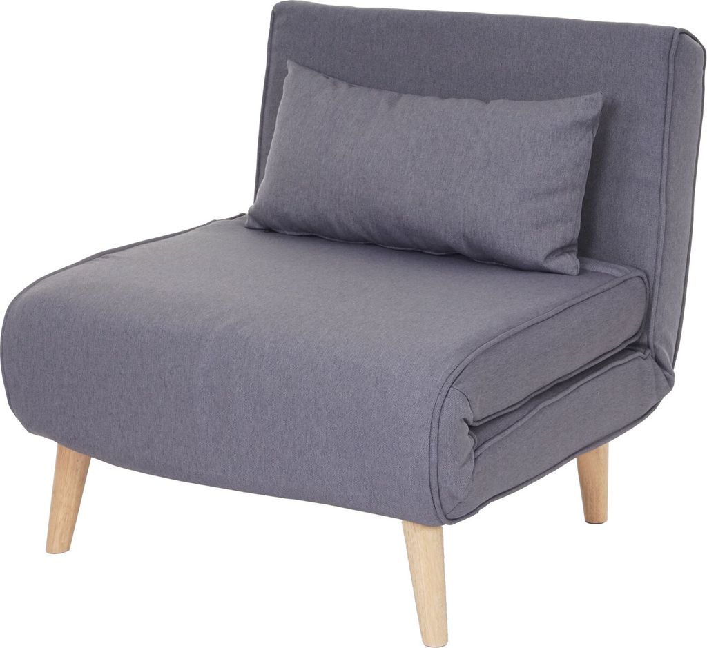 Schlafsessel MCW-D35, Schlafsofa Funktionssessel Klappsessel Relaxsessel Jugendsessel Sessel, Stoff/Textil hellgrau