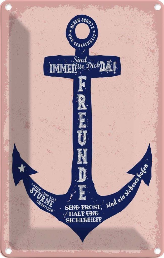 vianmo Blechschild 18x12 cm Freunde Anker sind immer da Spruch Zitat