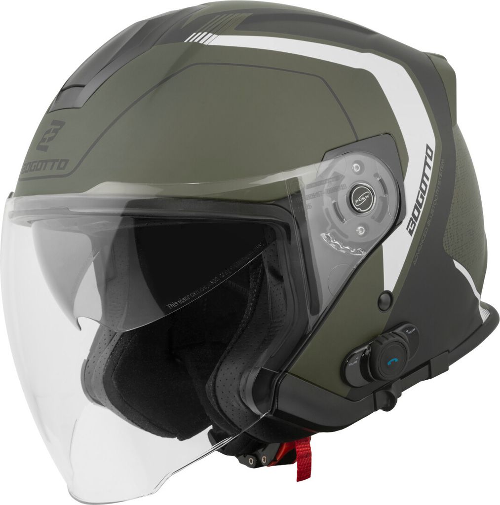 Bogotto H586 BT Illus Bluetooth Jethelm, schwarz matt/grün, XS
