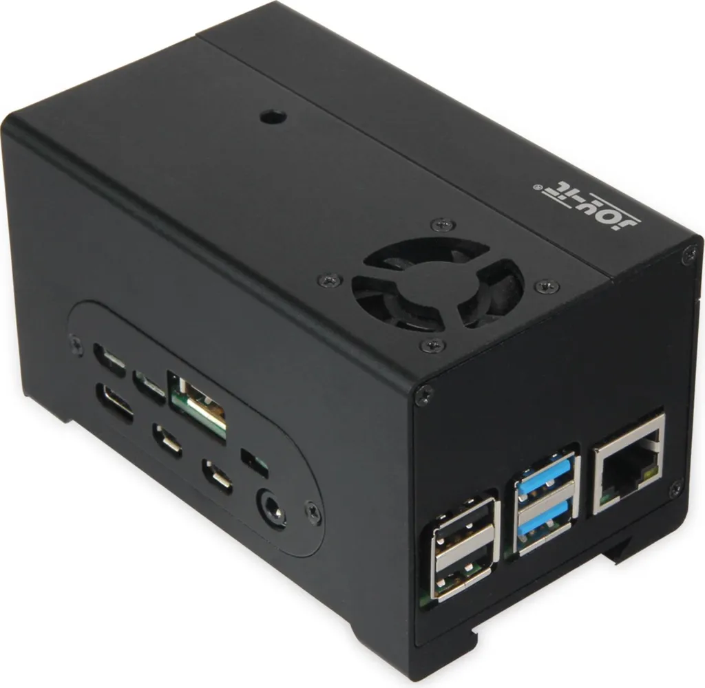Custodia in alluminio Joy-it Adatta per: Raspberry Pi, StromPi 3 incl. vano batteria, coperchio GPIO rimovibile, incl. radiatore attivo, incl. radiatore passivo, per (rb-strompi3-case)